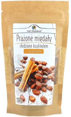 MIGDAŁY Z CYNAMONEM PRAŻONE SŁODZONE KSYLITOLEM BEZGLUTENOWE 100 g