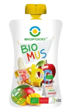 MUS MANGO - BANANOWO - JABŁKOWY BEZGLUTENOWY BIO 90 g