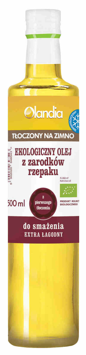 OLEJ Z ZARODKÓW RZEPAKU DO SMAŻENIA TŁOCZONY NA ZIMNO BIO 500 ml