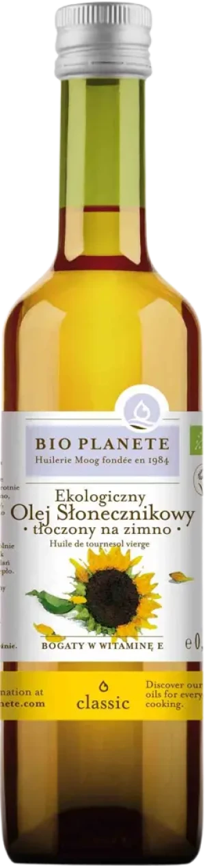 OLEJ SŁONECZNIKOWY TŁOCZONY NA ZIMNO BIO 500 ml