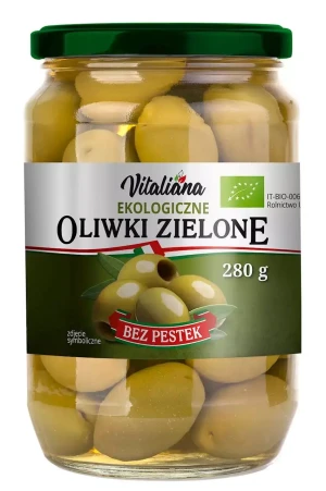OLIWKI ZIELONE DRYLOWANE W ZALEWIE BIO 280 g