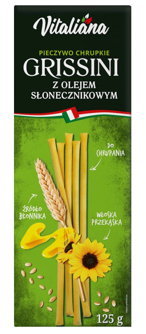 PALUSZKI GRISSINI Z OLEJEM SŁONECZNIKOWYM 125 g