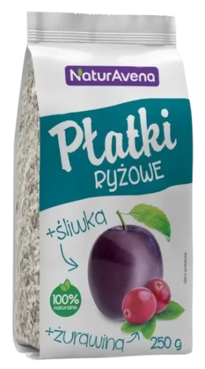 PŁATKI RYŻOWE Z ŻURAWINĄ I ŚLIWKĄ 250 g