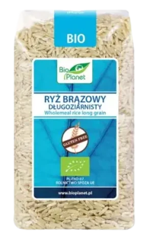 RYŻ BRĄZOWY DŁUGOZIARNISTY BEZGLUTENOWY BIO 500 g
