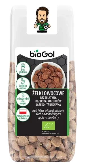 ŻELKI OWOCOWE BEZ ŻELATYNY, BEZ CUKRU JABŁKO - TRUSKAWKA BIO 90 g