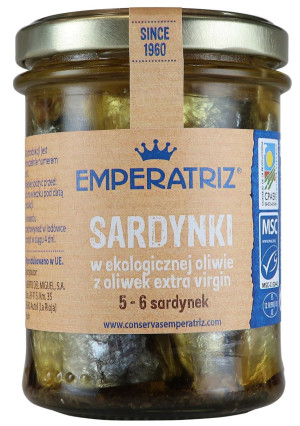 SARDYNKI EUROPEJSKIE W BIO OLIWIE Z OLIWEK EXTRA VIRGIN 190 g (133 g)