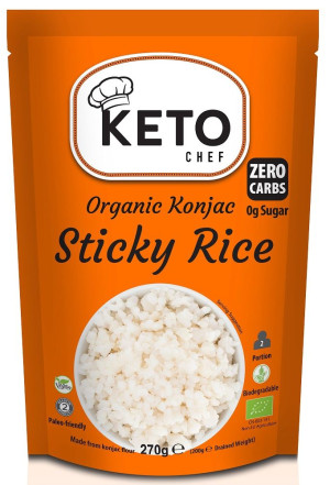 MAKARON KONJAC KETO TYPU NOODLE W KSZTAŁCIE RYŻU BEZGLUTENOWY BIO 270 g