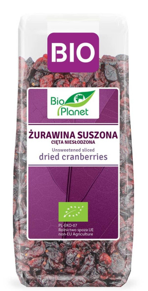 ŻURAWINA SUSZONA CIĘTA NIESŁODZONA BIO 100 g