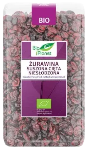 ŻURAWINA SUSZONA CIĘTA NIESŁODZONA BIO 1 kg