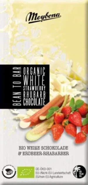 CZEKOLADA BIAŁA Z TRUSKAWKAMI I RABARBAREM BIO 100 g