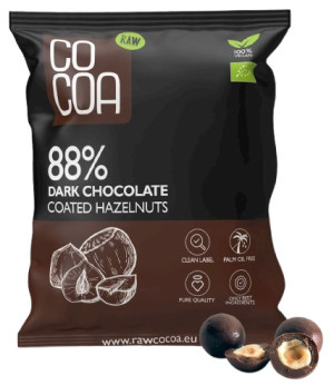 ORZECHY LASKOWE W CZEKOLADZIE CIEMNEJ 88 % BIO 70 g