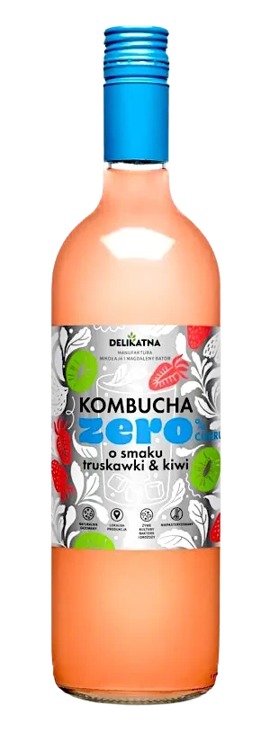 KOMBUCHA BEZ CUKRU O SMAKU TRUSKAWKI I KIWI