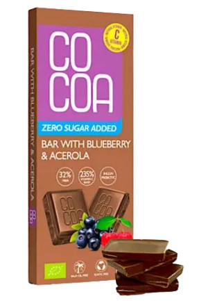 CZEKOLADA JAGODOWA Z WITAMINĄ C Z ACEROLI BEZ CUKRU BIO 40 g