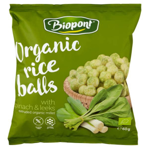 CHRUPKI RYŻOWE ZE SZPINAKIEM I POREM BEZGLUTENOWE BIO 60 g