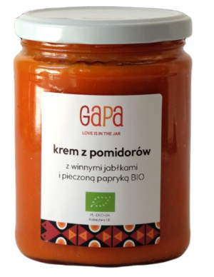 KREM Z POMIDORÓW Z PAPRYKĄ PIECZONĄ I WINNYMI JABŁKAMI BIO 450 g