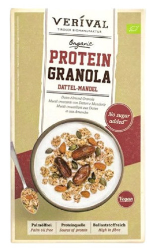 GRANOLA PROTEINOWA Z DAKTYLAMI I MIGDAŁAMI BEZ CUKRU BIO 325 g