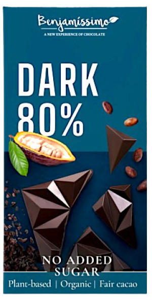 CZEKOLADA GORZKA BEZ CUKRU BEZGLUTENOWA 80% BIO 60 g