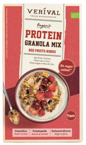 GRANOLA PROTEINOWA BEZ CUKRU Z OWOCAMI I KOKOSEM BIO 300 g