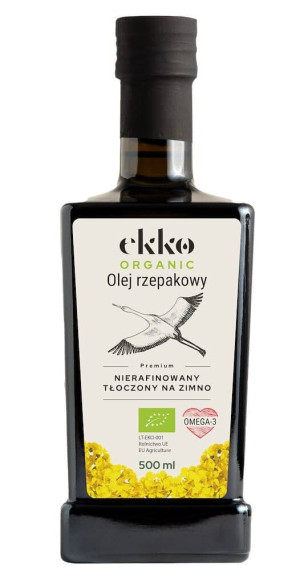 OLEJ RZEPAKOWY TŁOCZONY NA ZIMNO OMEGA-3 BIO 500 ml