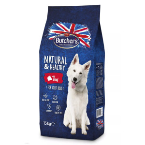 BUTCHER'S Natural&Healthy Trockenfutter mit Rindfleisch adulte für Hunde 15 kg