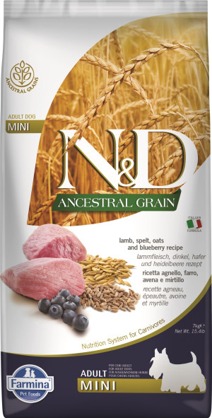 FARMINA N&D Low Grain Lamb & Blueberry Adult Mini 7 kg