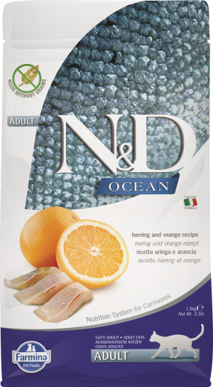 FARMINA N&D Ocean Herring & Orange Adult Cat 1,5 kg