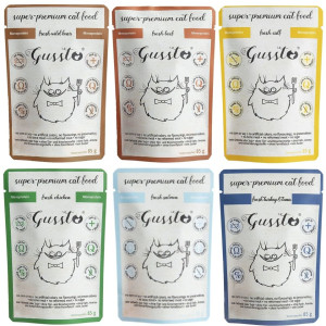 GUSSTO Nassfutter MIX 6 Geschmacks getreidefrei für Katzen 6x85 g