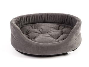 FERA ovales Hundebett mit Kissen 53x44x16 cm grau