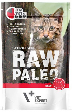 VETEXPERT Katzen-Nassfutter Raw Paleo Sterilised Rind 100G