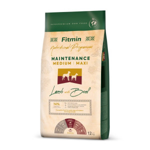FITMIN Dog Nutritional Programme Medium Maxi Maintenance Lamb&Beef 12 kg