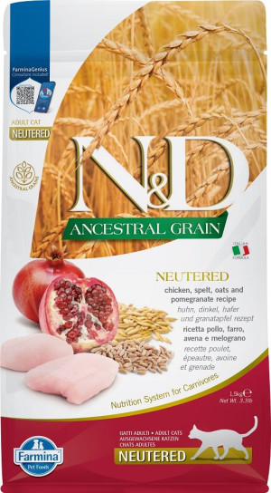FARMINA N&D Low Ancestral Grain Codfish & Orange Adult Cat 1.5 kg