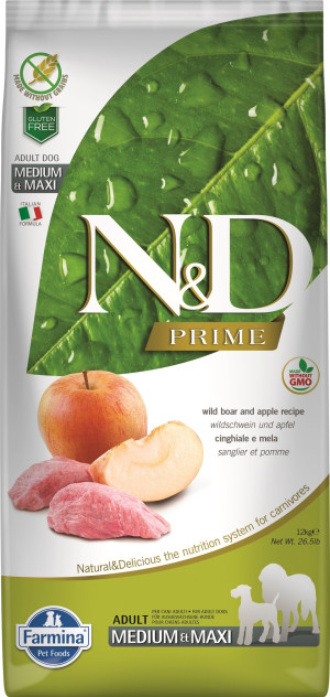 FARMINA N&D Prime Dog Adult medium & maxi Wild boar & apple 12 kg