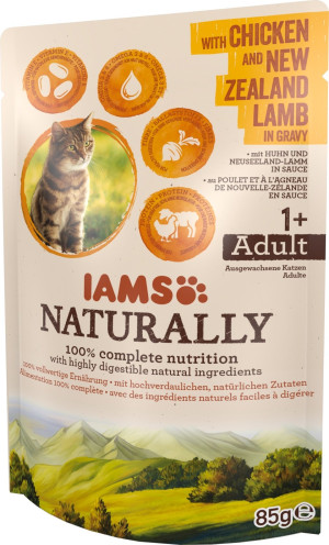 IAMS Naturally mit Huhn und Neuseeland-Lamm in Sauce 85 g
