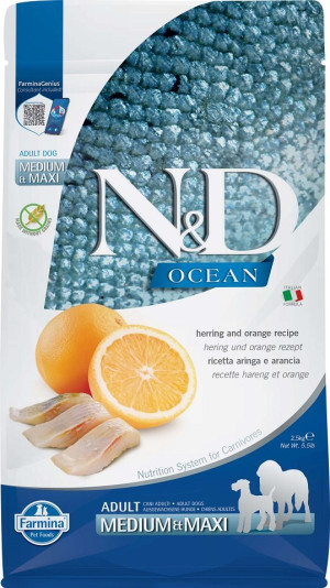 FARMINA N&D Ocean dog adult herring & orange medium & maxi 2,5 kg