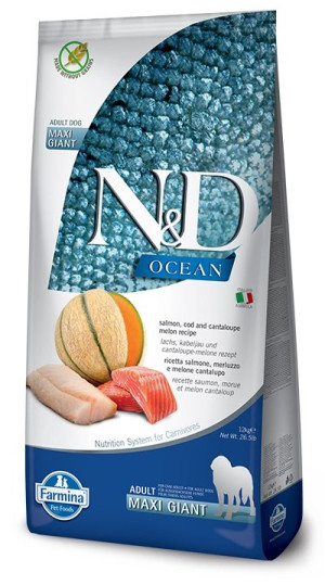 FARMINA N&D Ocean Dog Adult Giant Maxi Lachs, Kabeljau, & Melone 12 kg