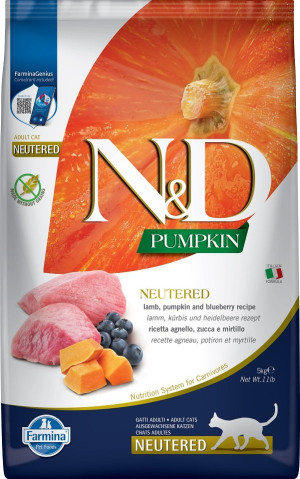 FARMINA N&D Pumpkin Cat Neutered Adult lamb & blueberry 5 kg