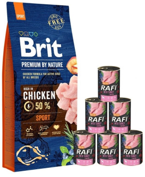 BRIT Premium By Nature Sport 15 kg + Truthahn Nassfutter 6x400 g