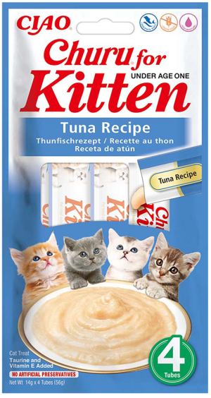 INABA Kitten Tuna 4x14 g ein Katzenfell-Leckerli für Katzen