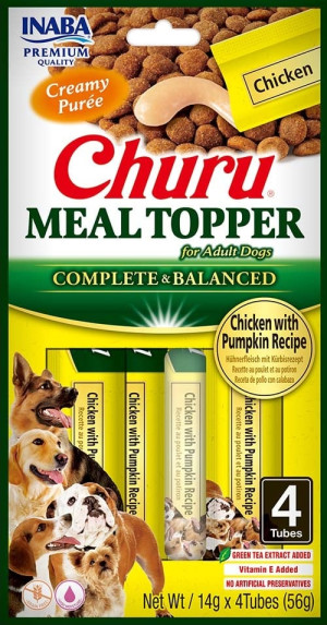INABA Dog Meal Topper Chicken Pumpkin 4x14 g cremiger Zusatz von Huhn und Kürbis für Hundefutter