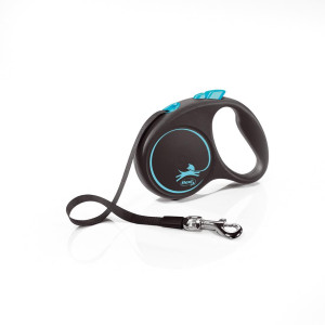 FLEXI Automatik-Leine Black Design S Gurt 5 m blau