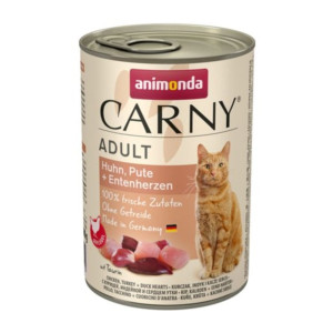 ANIMONDA Carny Nassfutter mit Huhn, Pute und Entenherzen für adulte Katzen getreidefrei 400g