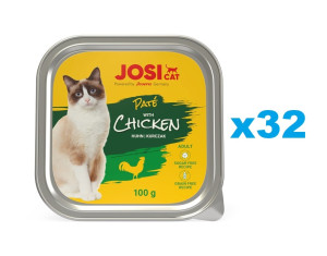 JOSERA JosiCat Nassfutter Pastete mit Huhn für Katzen 32x100g