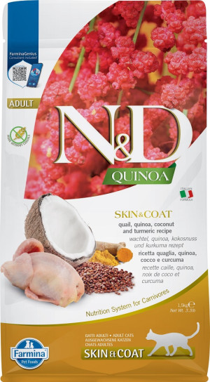 FARMINA N&D Cat Quinoa Adult SKIN & COAT quail, coconut 1,5 kg