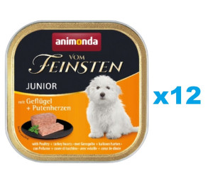 ANIMONDA vom Feinsten Junior Nassfutter mit Geflügel und Putenherzen für Junior Welpen 12x150g