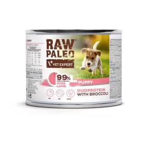 RAW PALEO Nassfutter mit Schweine- und Lammfleisch für Welpen 200g