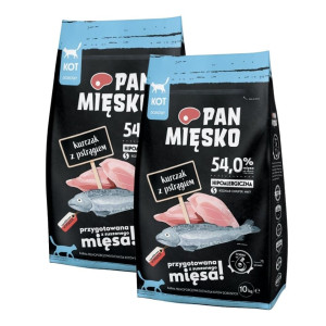 PAN MIĘSKO Trockenfutter mit Forelle für adulte Katzen hypoallergen 2x10 kg