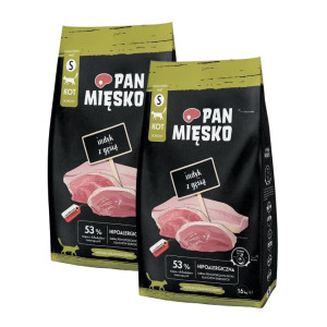 PAN MIĘSKO TRockenfutter mit Pute und Gans für adulte Katzen S hypoallergen 2x1,6 kg