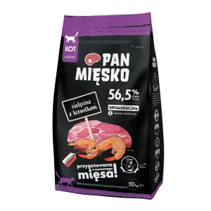 PAN MIĘSKO Trockenfutter Kalbfleisch mit Garnelen für Katzen 10 kg