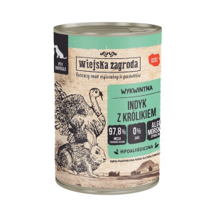 WIEJSKA ZAGRODA Nassfutter Pute mit Kaninchen für adulte Hunde getreidefrei 400 g