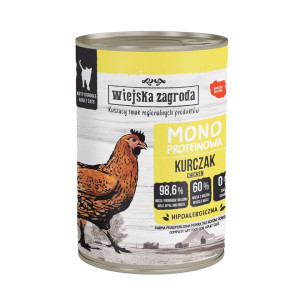 WIEJSKA ZAGRODA Nassfutter mit Huhn Monoprotein für adulte Katzen 400 g